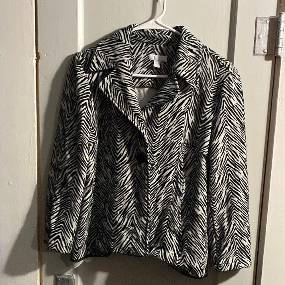 Charter Club Black and White Blazer with Zebra Print